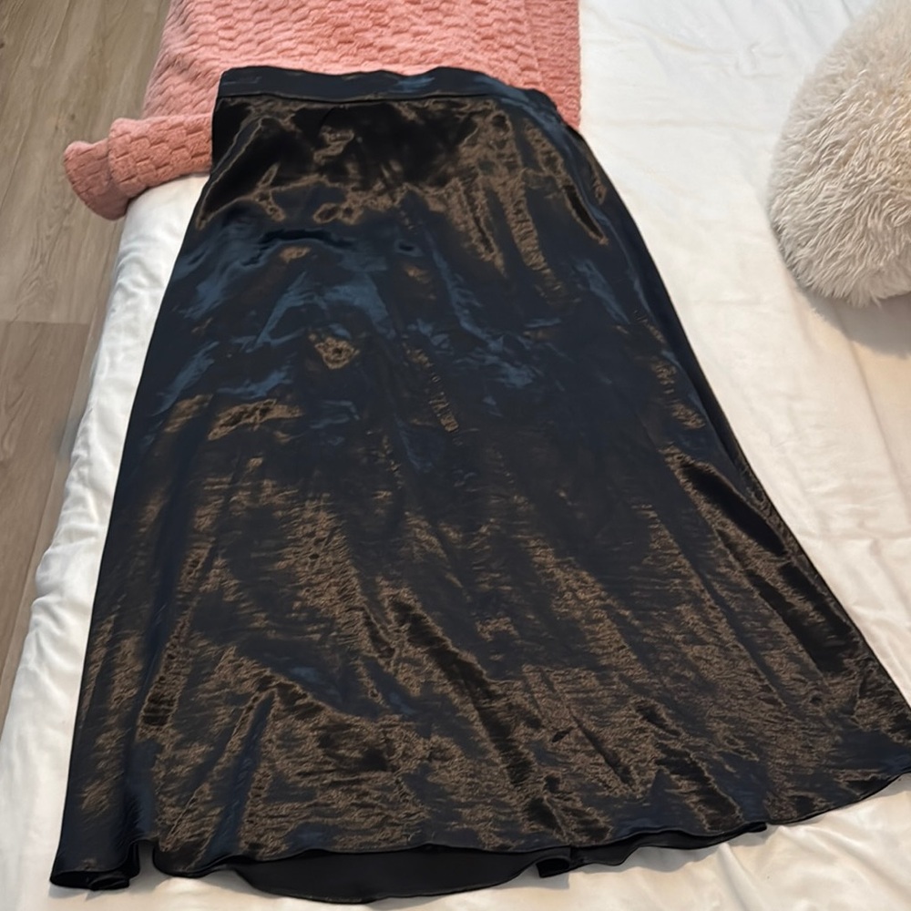 Vince Camuto Black and Gold Maxi A-Line Skirt